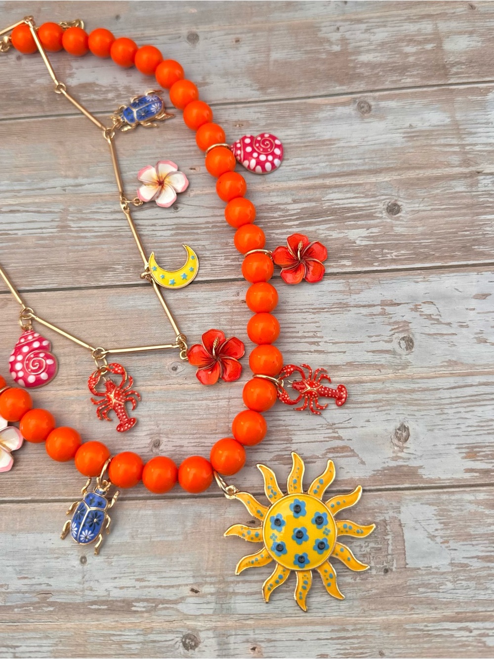 Zara Style PACK OF 2 NECKLACES WITH BALLS AND SUN LOBSTER CHARMS